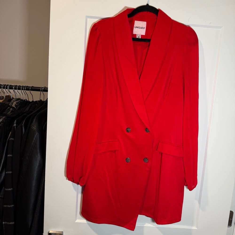 Vibrant Red Blazer Blazer Mini Dress